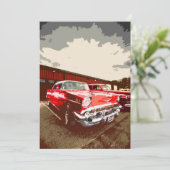 Klassieke uitnodiging tot rode auto (Staand voorkant)