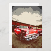 Klassieke uitnodiging tot rode auto (Voorkant / Achterkant)