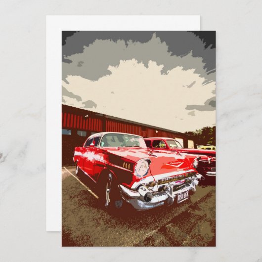 Klassieke uitnodiging tot rode auto (Voorkant / Achterkant)