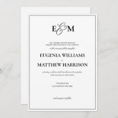 Klassieke uitnodiging tot weddenschap op monogram (Voorkant / Achterkant)