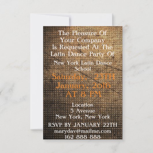 Klassieke uitnodiging van de Partij van de Dans (Achterkant)