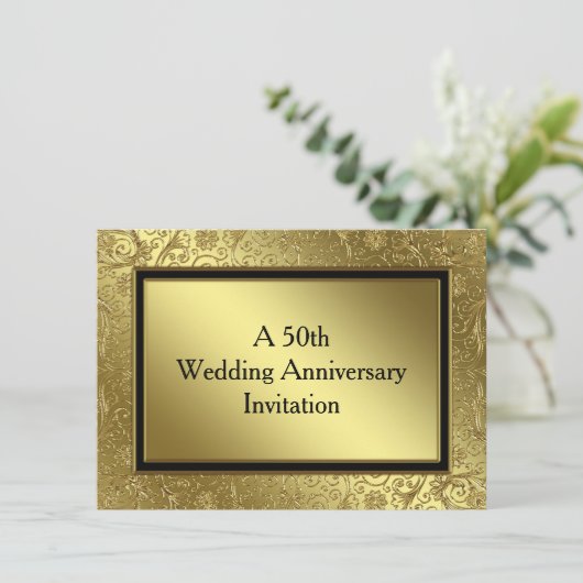 Klassieke uitnodiging voor 50-jarig huwelijksjubil (Staand voorkant)