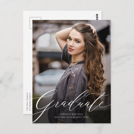 Klassieke uitnodiging voor het Afstuderen van Eleg (Voorkant / Achterkant)