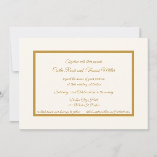 Klassieke uitnodiging voor ivoor en goud (Voorkant)