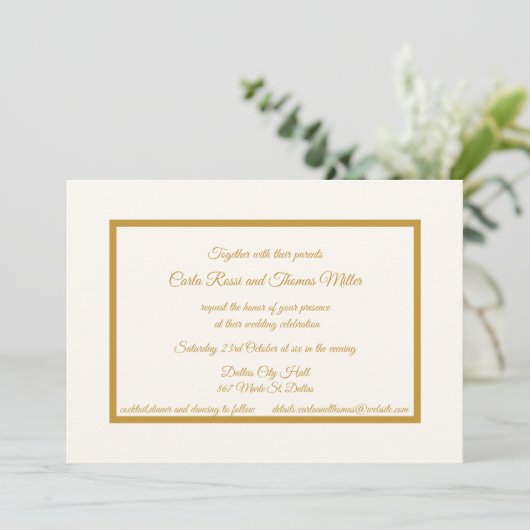 Klassieke uitnodiging voor ivoor en goud (Staand voorkant)