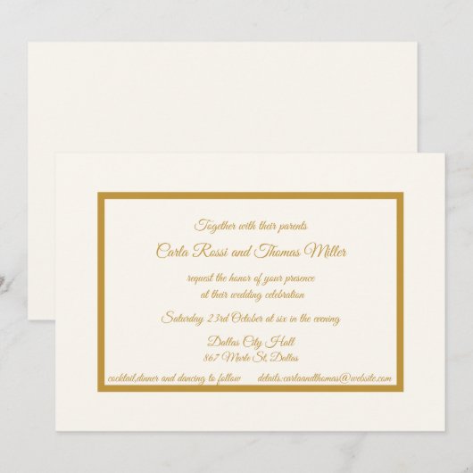 Klassieke uitnodiging voor ivoor en goud (Voorkant / Achterkant)