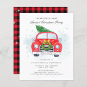 Klassieke uitnodiging voor kerstmis met Red Car (Voorkant / Achterkant)