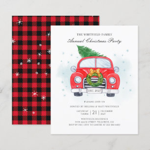 Klassieke uitnodiging voor kerstmis met Red Car