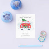 Klassieke uitnodiging voor kerstmis met Red Car Flyer (Enkel)