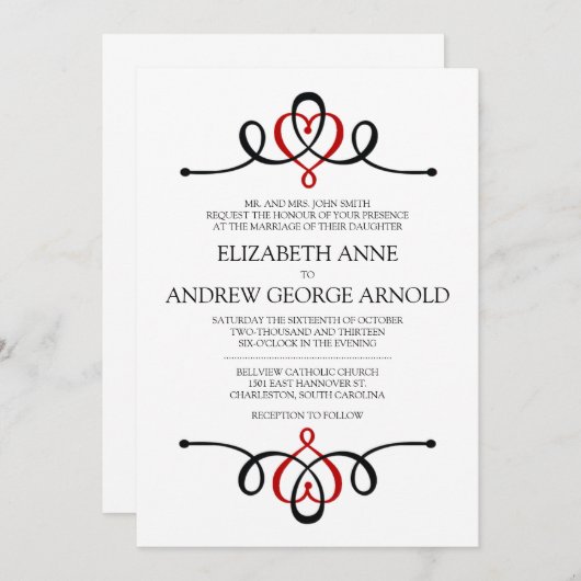 Klassieke uitnodiging voor traditionele bruiloft (Voorkant / Achterkant)