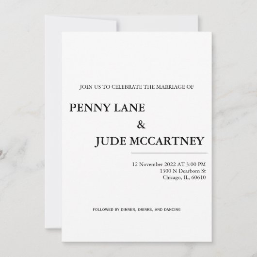 Klassieke uitnodiging voor weddenschappen (Voorkant)
