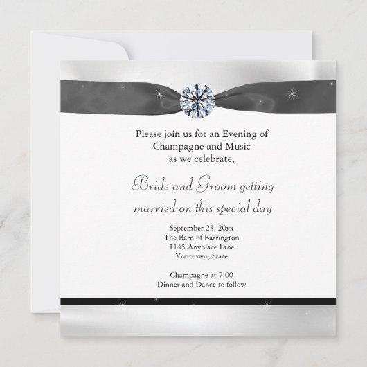 Klassieke uitnodiging voor zwart-wit (Achterkant)