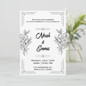 Klassieke uitnodiging voor zwarte en witte bruilof (Staand voorkant)