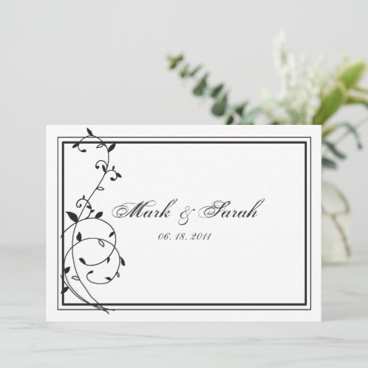 Klassieke uitnodiging voor zwarte en witte grenzen (Staand voorkant)