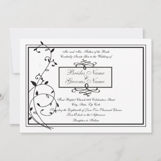 Klassieke uitnodiging voor zwarte en witte grenzen (Achterkant)