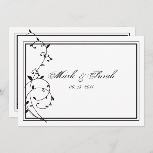 Klassieke uitnodiging voor zwarte en witte grenzen (Voorkant / Achterkant)