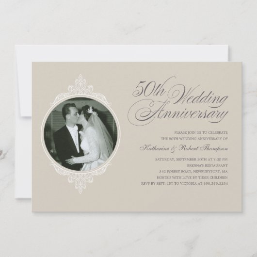 Klassieke uitnodigingen van zandsteen voor 50ste v (Voorkant)