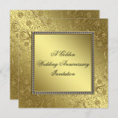 Klassieke uitnodigingskaart voor gouden huwelijksj kaart (Voorkant / Achterkant)