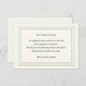 Klassieke uitstel aankondigingskaart aankondiging (Voorkant / Achterkant)