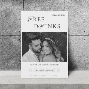 Klassieke uitstraling gratis drankjes grappige hum save the date