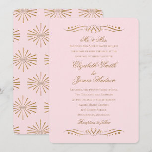 Klassieke uitvinding van Elegant Blush en Gold Wed Kaart