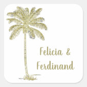Klassieke Uitzicht Kokospalmboom  Vierkante Sticker (Voorkant)