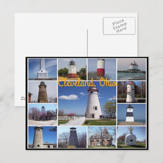 Klassieke uitzichten van de vuurtoren op het meer  briefkaart (Voorkant / Achterkant)