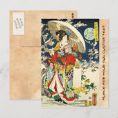 Klassieke  ukiyo-e geisha met paraplu briefkaart (Voorkant / Achterkant)