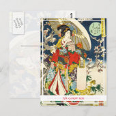 Klassieke  ukiyo-e geisha met paraplu briefkaart (Voorkant / Achterkant)