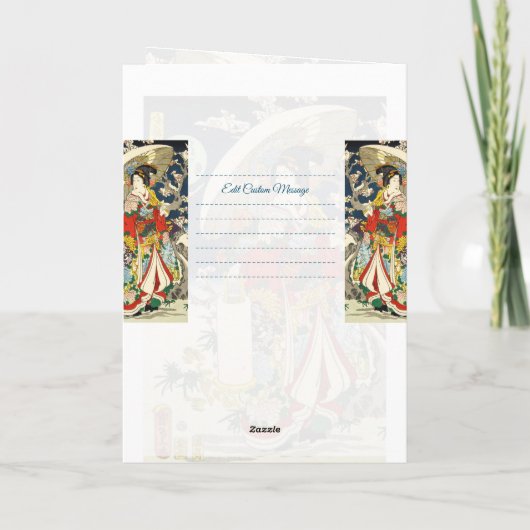 Klassieke  ukiyo-e geisha met paraplu maiko kaart (Achterkant)