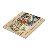 Klassieke  ukiyo-e geisha met paraplu tegeltje (Zijkant)