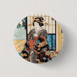 Klassieke  ukiyo-e japanse geisha Utagawa Ronde Button 3,2 Cm