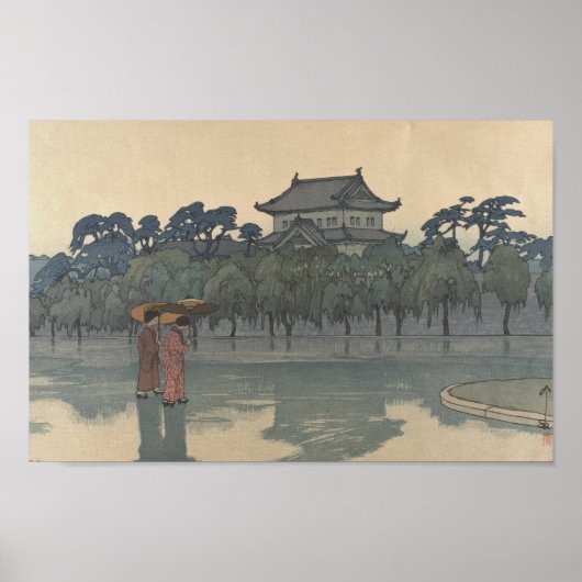 Klassieke Ukiyo-e Japanse Rainy Scenery Art Poster (Voorkant)