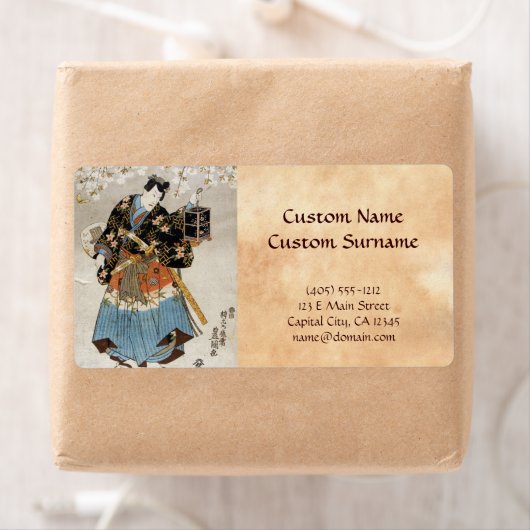 Klassieke  ukiyo-e samurai oude rolverf etiket (Insitu)