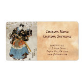 Klassieke  ukiyo-e samurai oude rolverf etiket (Voorkant)