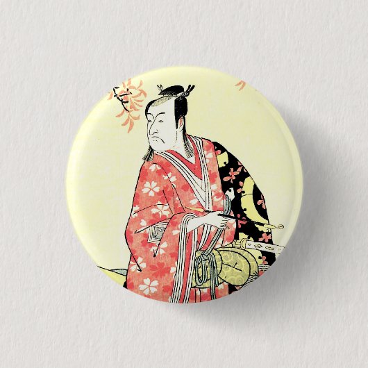 Klassieke ukiyo-e traditionele Japanse Samurai-kun Ronde Button 3,2 Cm (Voorkant)