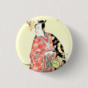 Klassieke ukiyo-e traditionele Japanse Samurai-kun Ronde Button 3,2 Cm