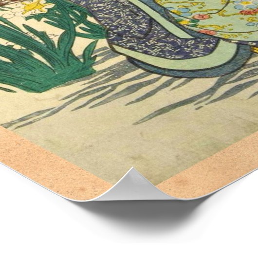 Klassieke  ukiyo-e twee geishas met paraplu poster (Hoek)