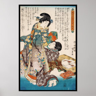Klassieke  ukiyo-e twee japanse dames poster