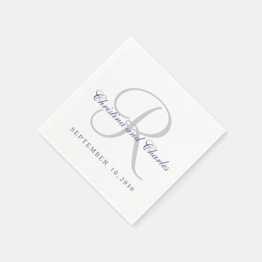 Klassieke Ultra Violet Grijs Monogram Papieren ser Servetten (Hoek)