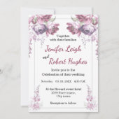 Klassieke Ultra violette en roze bloemenbruiloft Kaart (Voorkant)