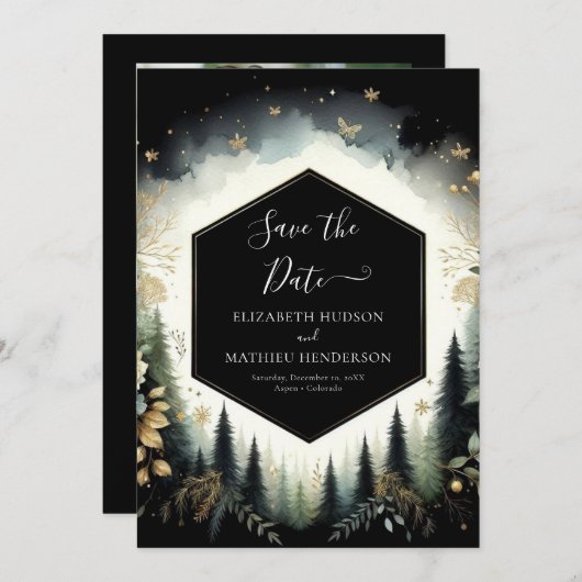 Klassieke unieke Enchanted Forest bruiloft Save The Date (Voorkant / Achterkant)