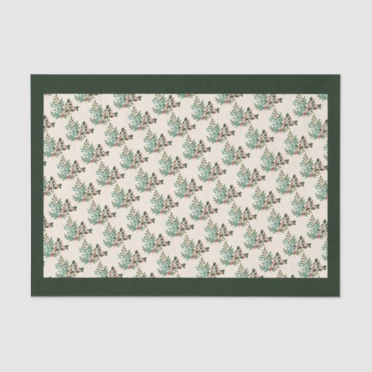 Klassieke unieke groene botanische kerstvakantie tissuepapier (Voorkant)