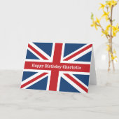 Klassieke Union Jack Flag Happy Birthday Kaart (Gele Bloem)