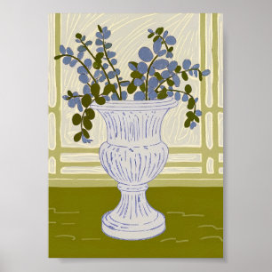 Klassieke Urn met Eucalyptus Takken Kunstprint Poster