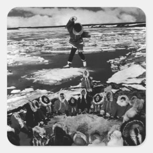 Klassieke USA Alaska eskimo deken gooien 1970 Vierkante Sticker