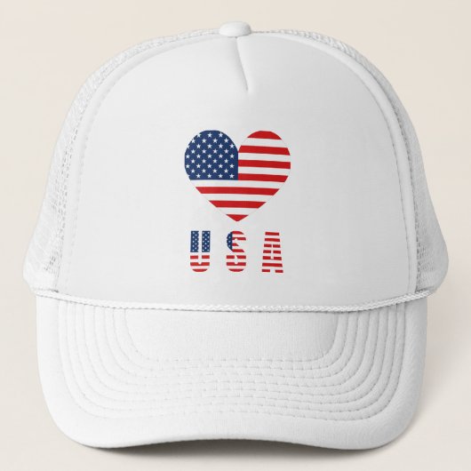 Klassieke USA Heart Flag Trucker Hat met Mesh Back Pet (Voorkant)