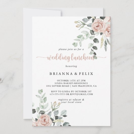 Klassieke ustroze roze roze bruine bruiloft kaart (Voorkant)