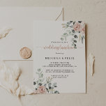 Klassieke ustroze roze roze bruine bruiloft kaart<br><div class="desc">Deze klassieke,  stoffige roze roze roze roodroze luncheon-uitnodiging is perfect voor een trouwe trouwdouche. Het ontwerp is voorzien van elegante roze roze waterverven en groene bladeren,  die goed zijn samengevoegd tot prachtige boekjes.</div>