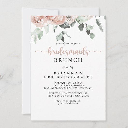 Klassieke ustroze roze roze bruinvissen Brunch Kaart (Voorkant)